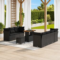 10-Piece Black Modular Garden Sofa Set for Outdoor Use