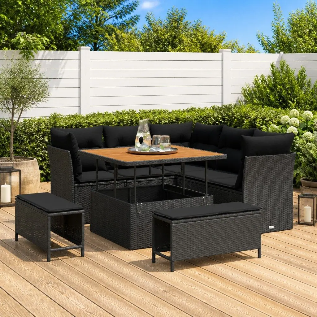 Modular 8-Piece Outdoor Garden Sofa Set with Adjustable Height