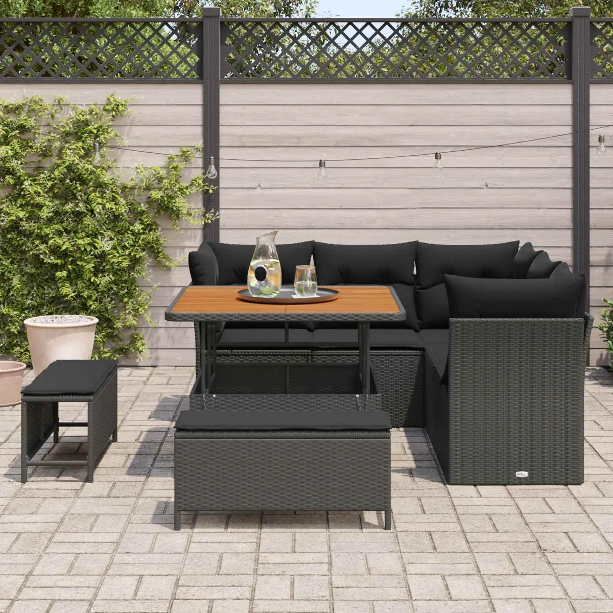 Modular 8-Piece Outdoor Garden Sofa Set with Adjustable Height