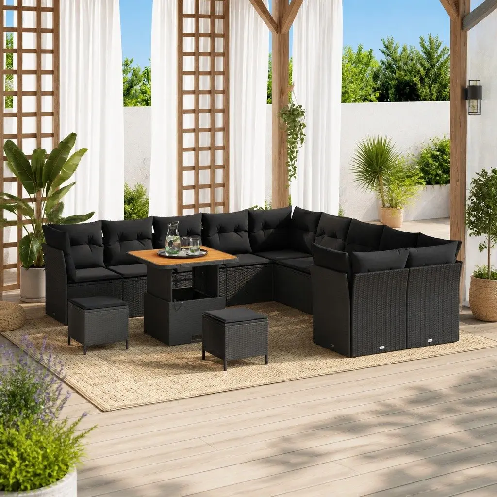 Black Modular Lounge Sofa Set for Outdoor Spaces