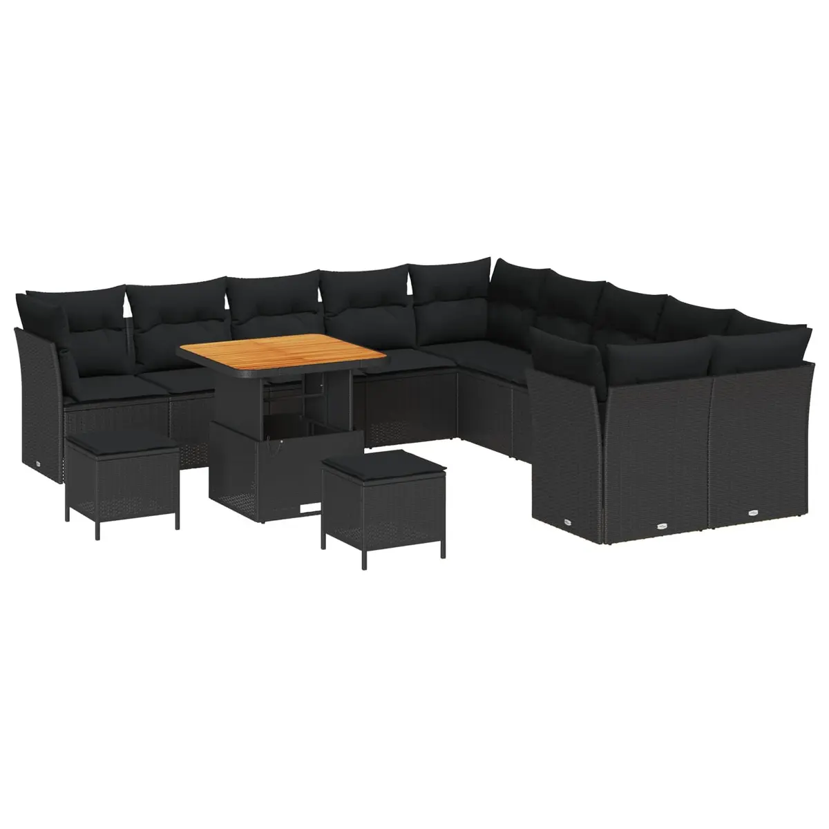 Black Modular Lounge Sofa Set for Outdoor Spaces
