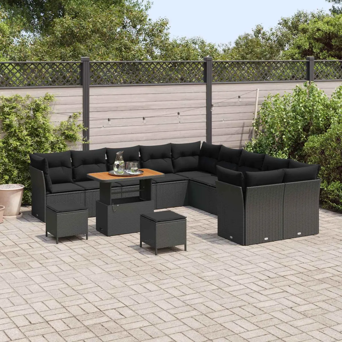 13-Piece Black Garden Sofa Set for Outdoor Spaces