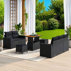 Premium 8-Piece Modular Garden Sofa Set in Black