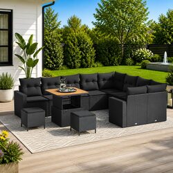 Outdoor Garden Sofa Set 12 Piece Modular Height-Adjustable Patio Furniture