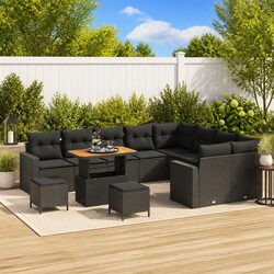 Outdoor Garden Sofa Set 12pc Height-Adjustable Modular Poly Rattan Patio Seating