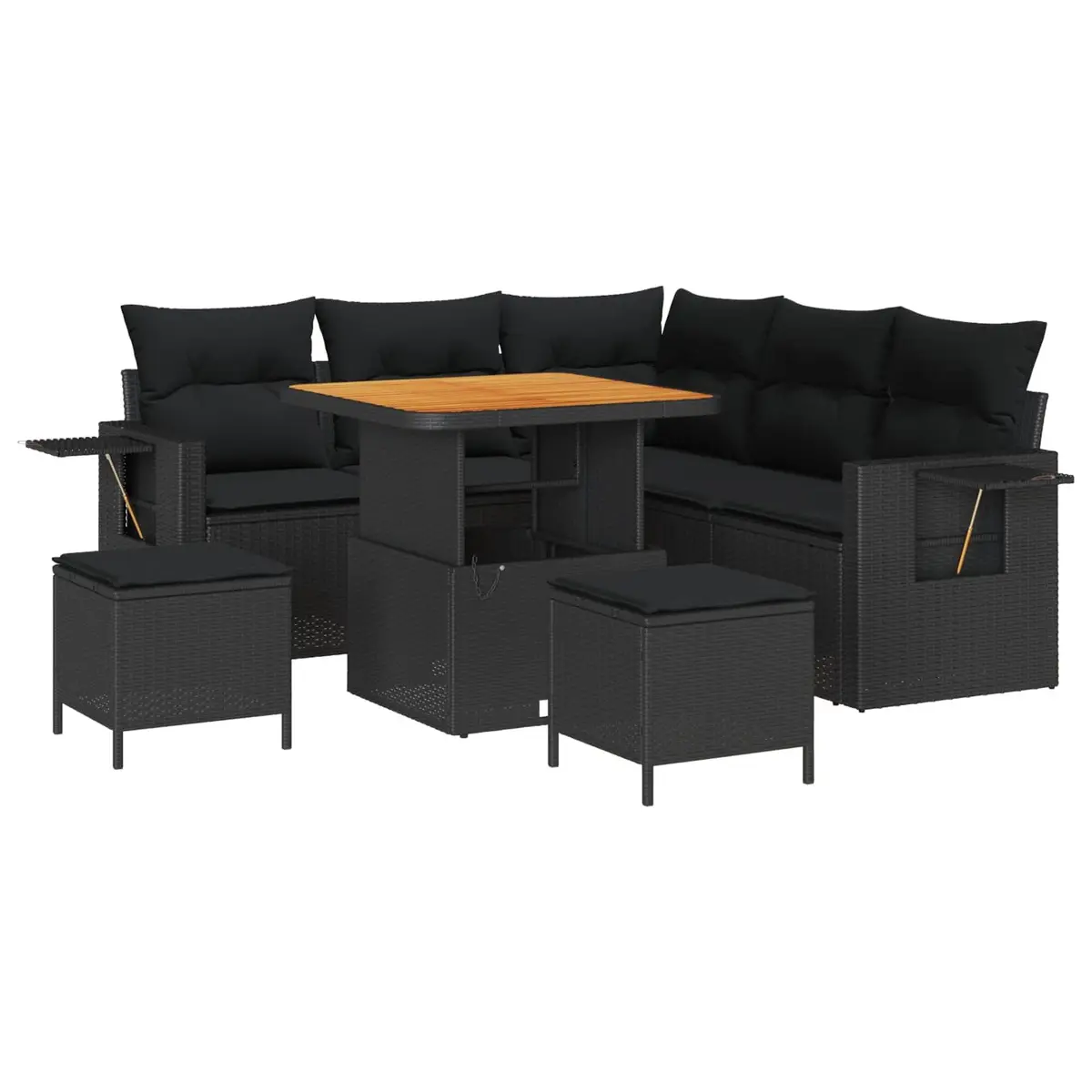 8-Piece Modular Garden Sofa Set in Black Rattan