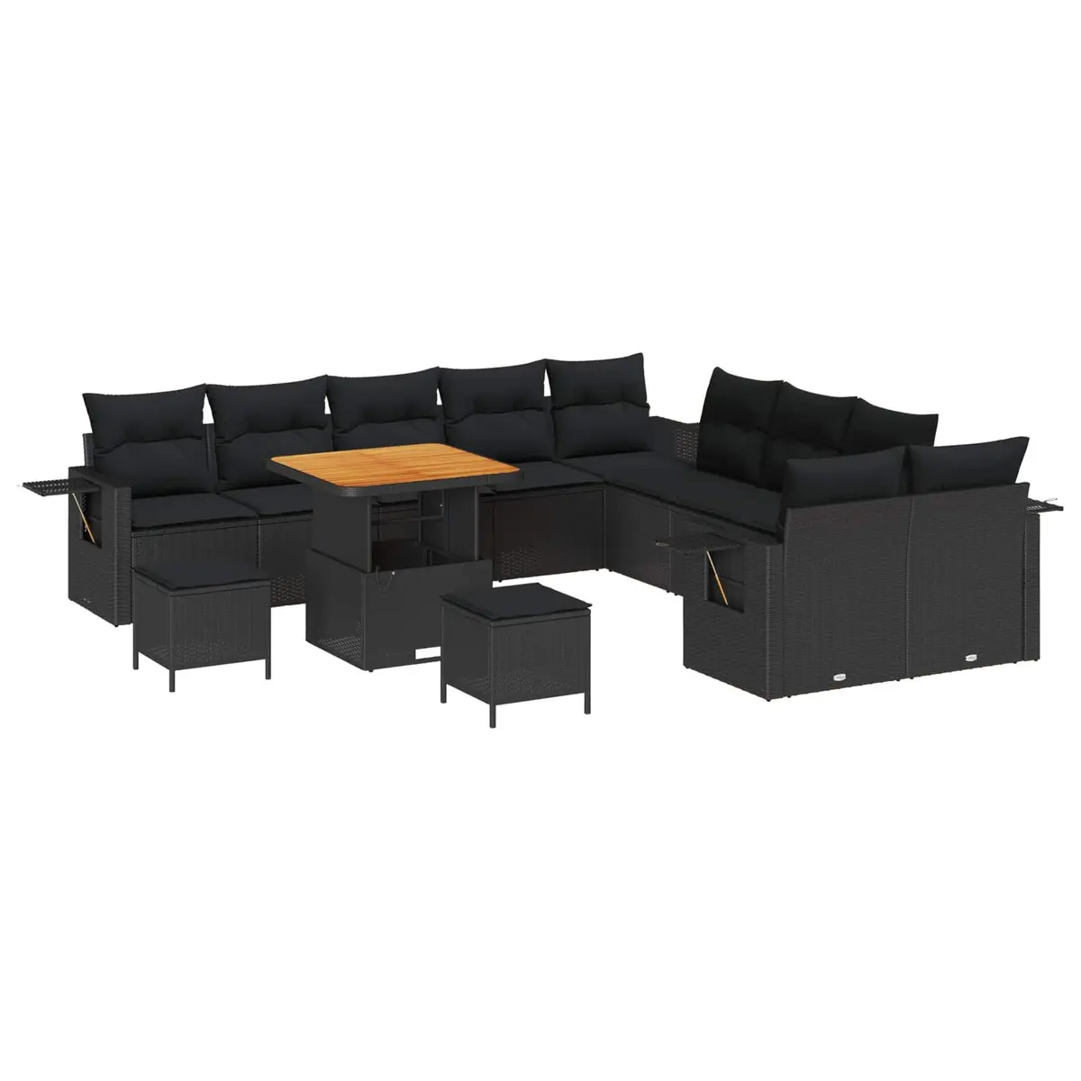 Modular Black Poly Rattan Garden Sofa Set 13 Pieces