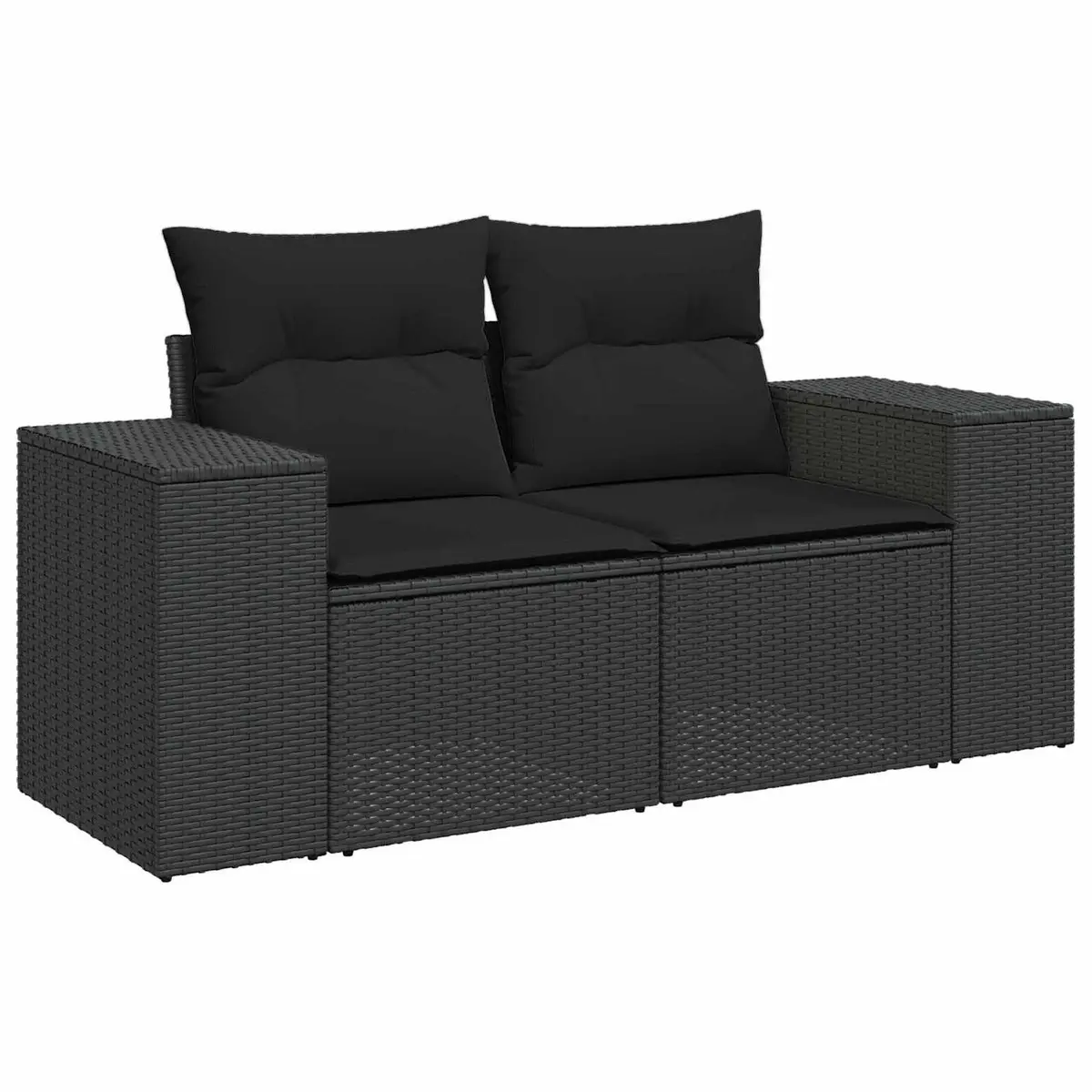 Modular Garden Sofa Set 9 Piece Black Rattan