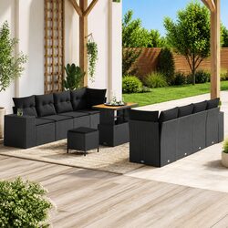11-Piece Modular Garden Sofa Set with Black Poly Rattan