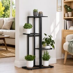 Durable 4-Tier Metal Plant Stand for Garden and Home