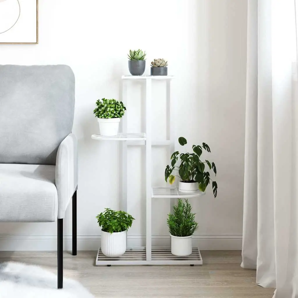 4-Tier Plant Stand Metal White Display Shelf