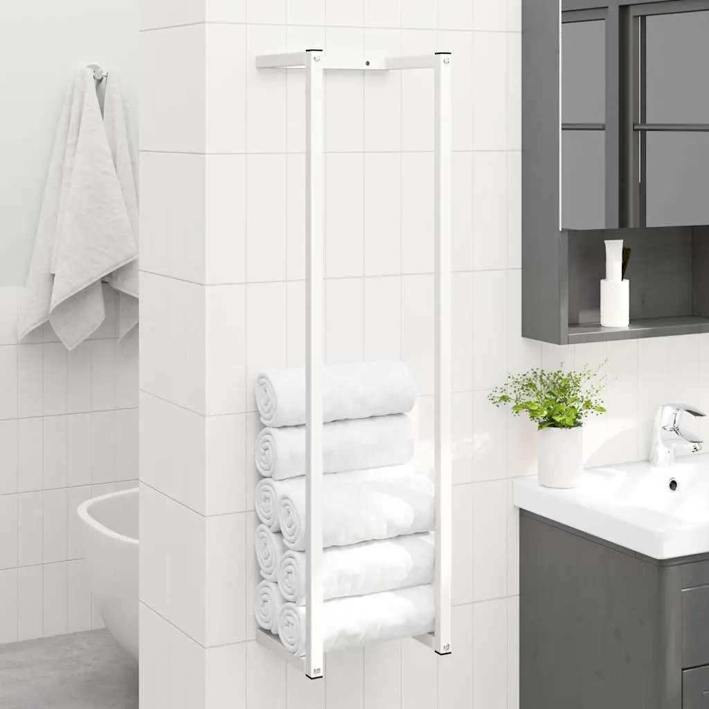 White Steel Towel Rack for Bathroom Organization