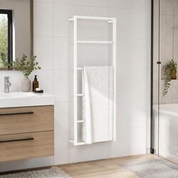 Durable White Steel Towel Rack for Bathroom Wall Mount