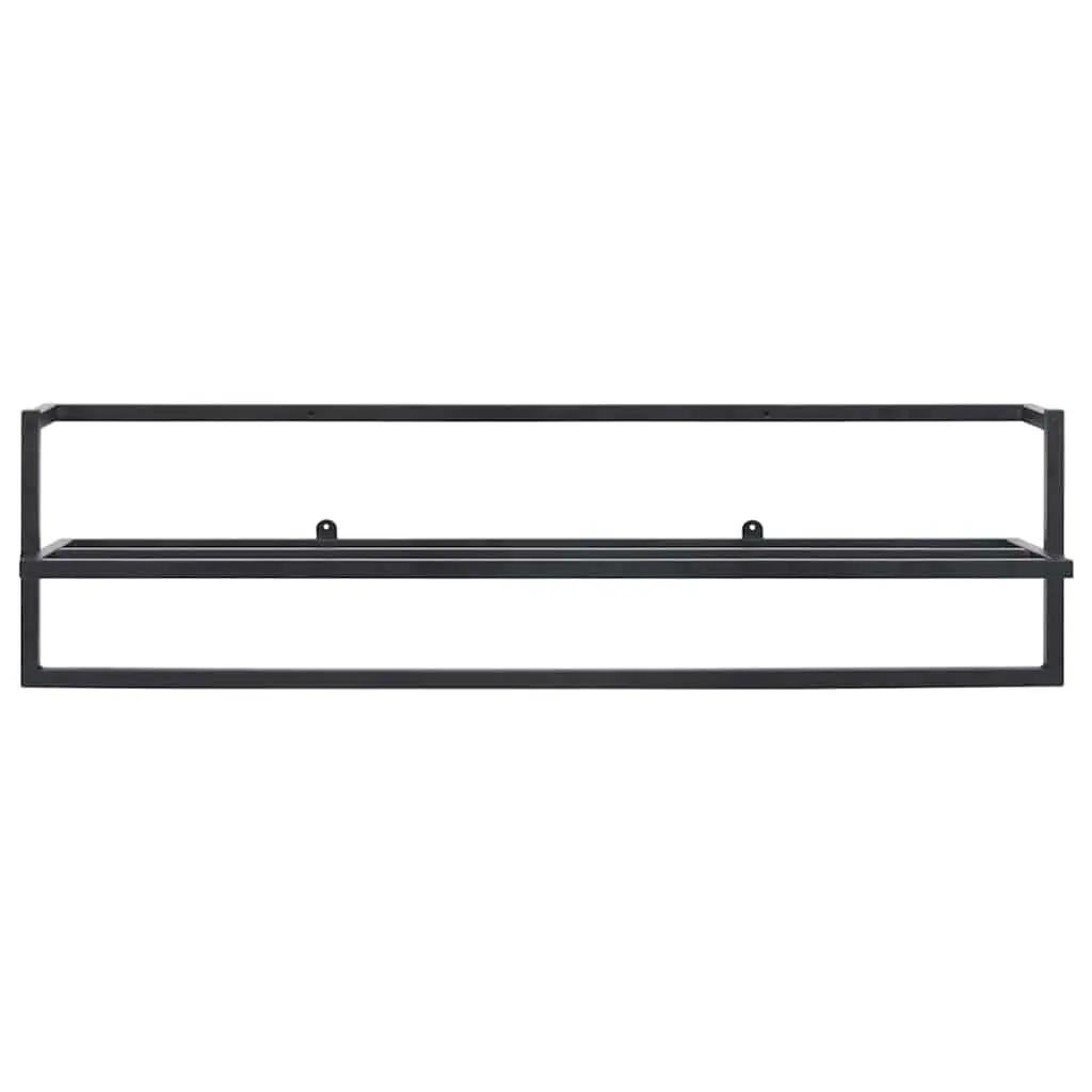 Black Iron Towel Rack with Shelf for Bathroom Storage