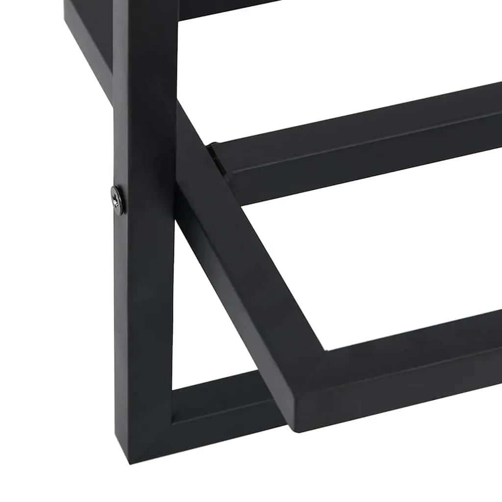 Black Iron Towel Rack with Shelf for Bathroom Storage