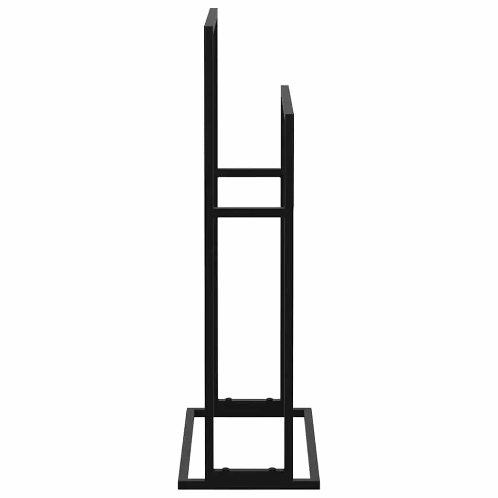 Towel Rack Iron 2 Tier Black Freestanding Bathroom Storage Holder Stand