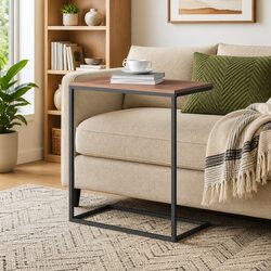 C-Shaped Side Table in Black Engineered Wood