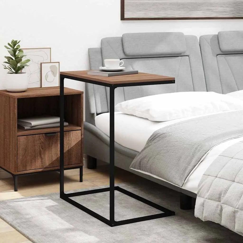 C-Shaped Side Table in Black Engineered Wood