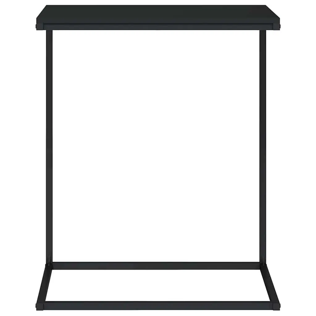 C-Shaped Black Accent Side Table for Living Spaces