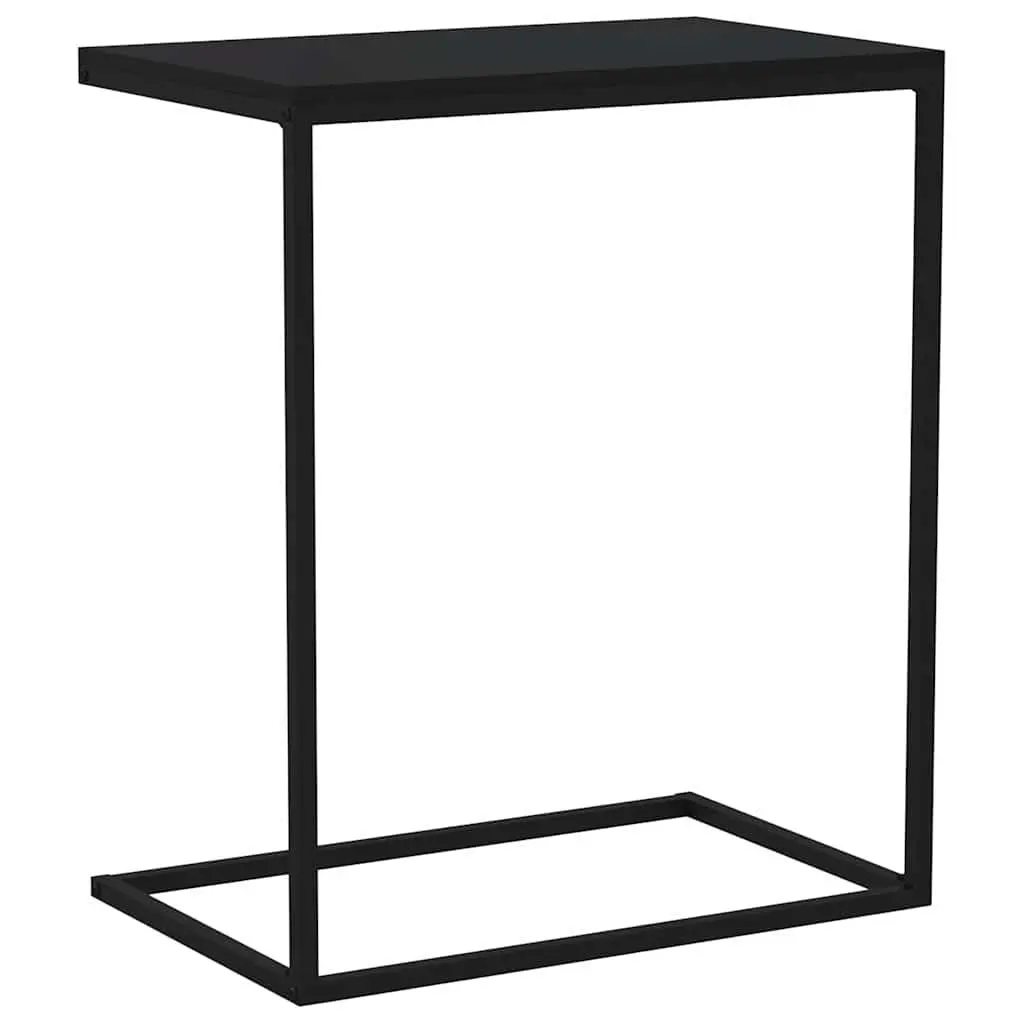 C-Shaped Black Accent Side Table for Living Spaces