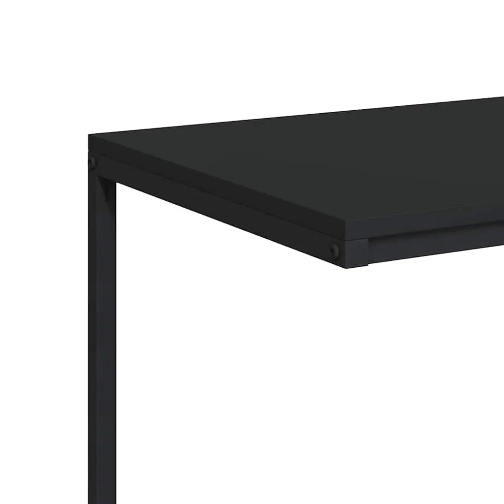 C-Shaped Black Accent Side Table for Living Spaces