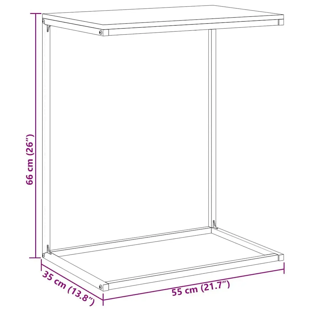 C-Shaped Black Accent Side Table for Living Spaces