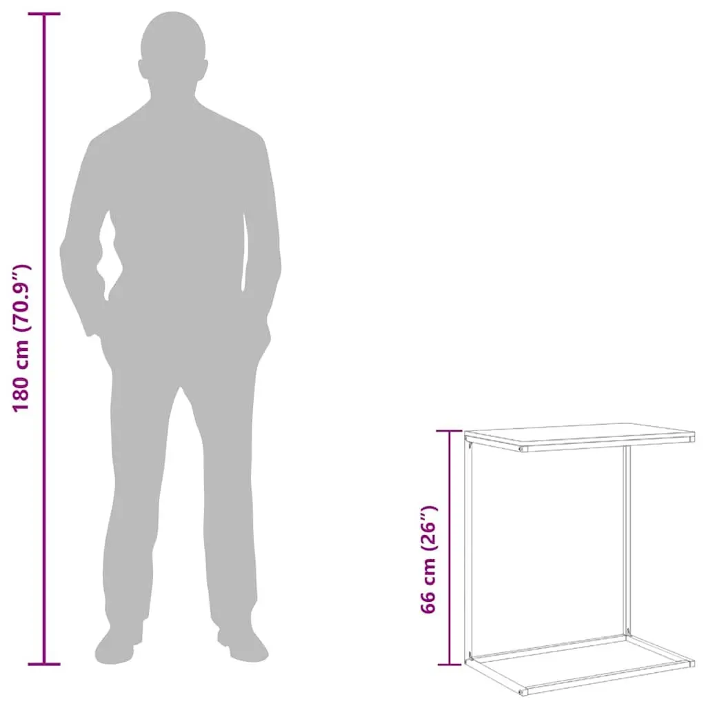 C-Shaped Black Accent Side Table for Living Spaces