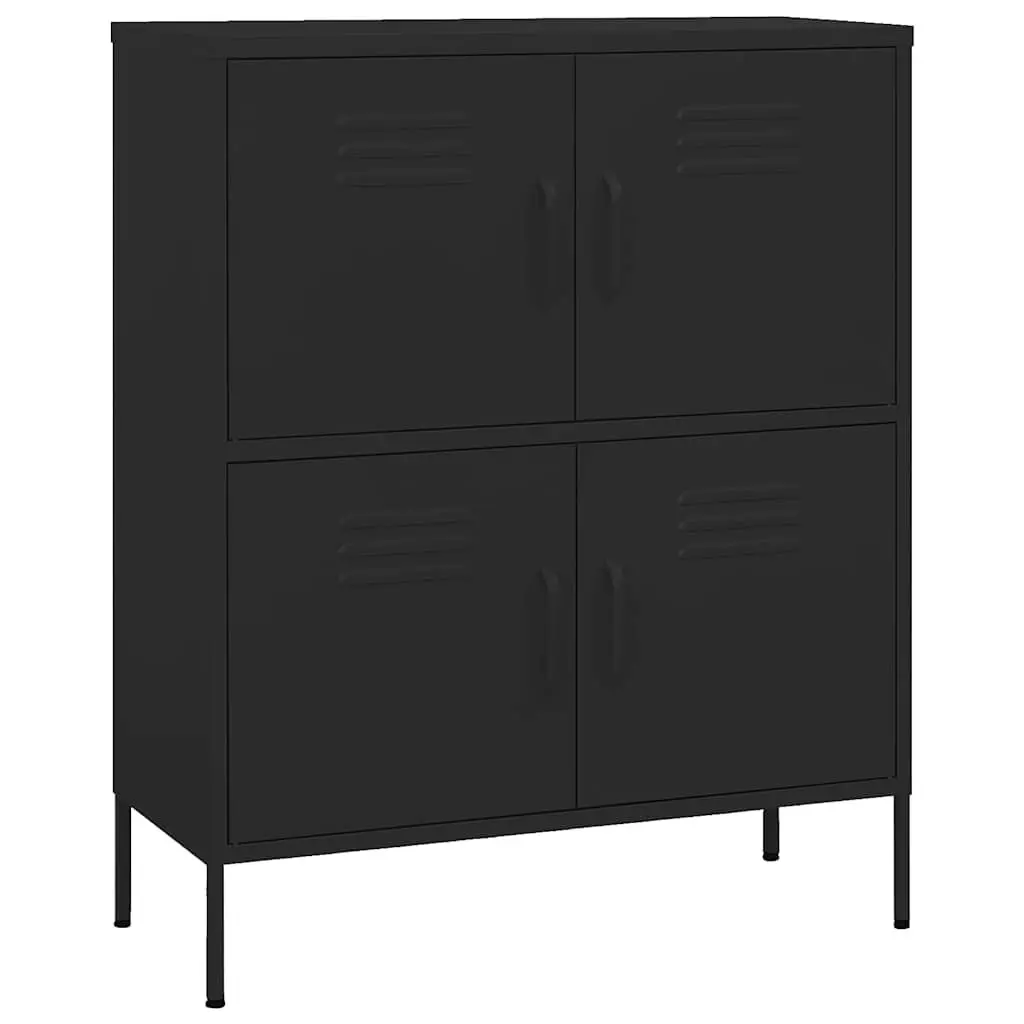 Storage Cabinet Steel Black 80x35x101.5cm Adjustable Shelves Organizer Unit