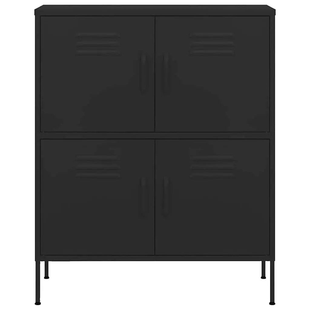 Storage Cabinet Steel Black 80x35x101.5cm Adjustable Shelves Organizer Unit