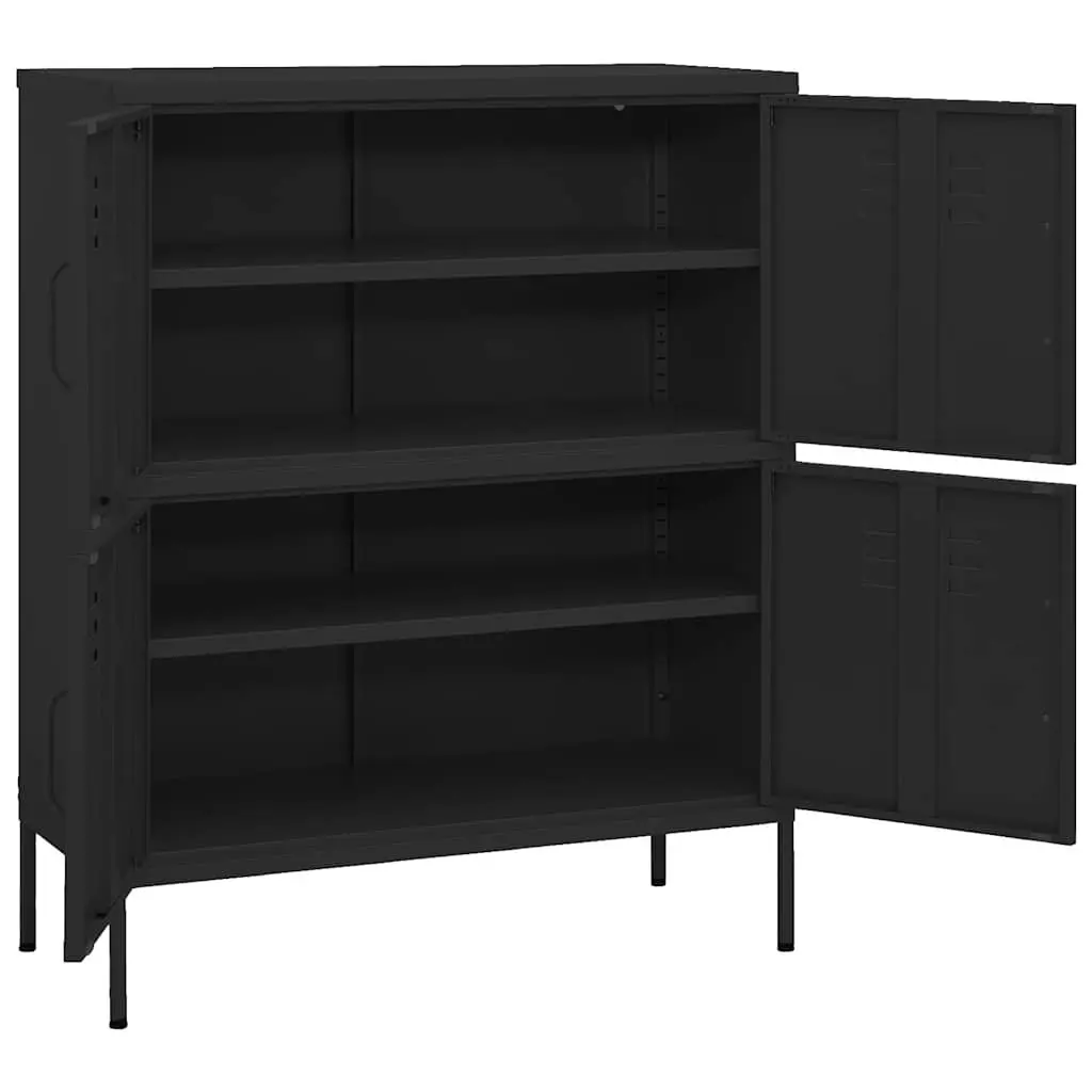 Storage Cabinet Steel Black 80x35x101.5cm Adjustable Shelves Organizer Unit