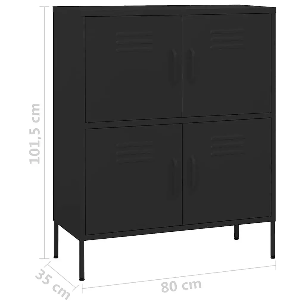 Storage Cabinet Steel Black 80x35x101.5cm Adjustable Shelves Organizer Unit