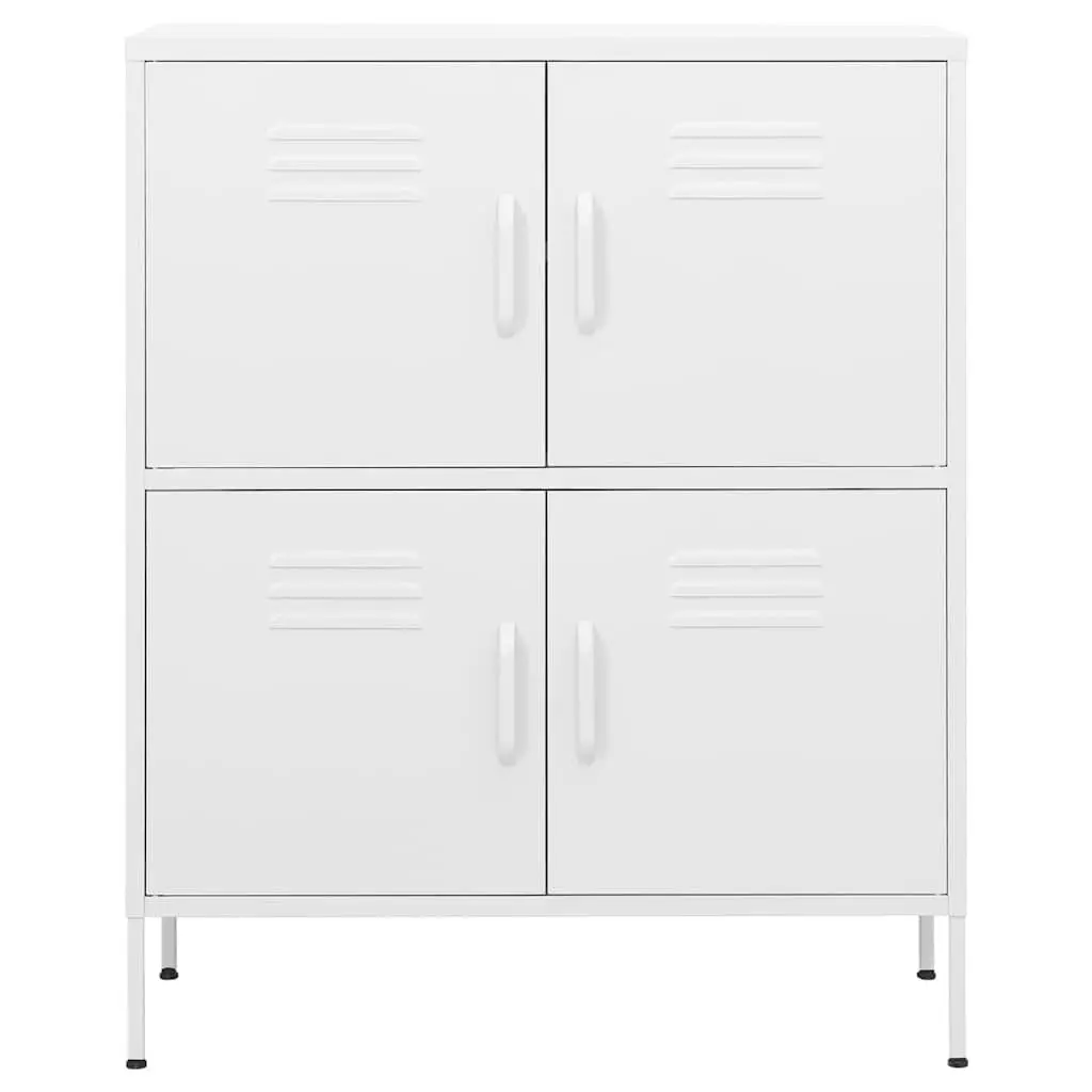 White Steel Storage Cabinet with 2 Adjustable Shelves
