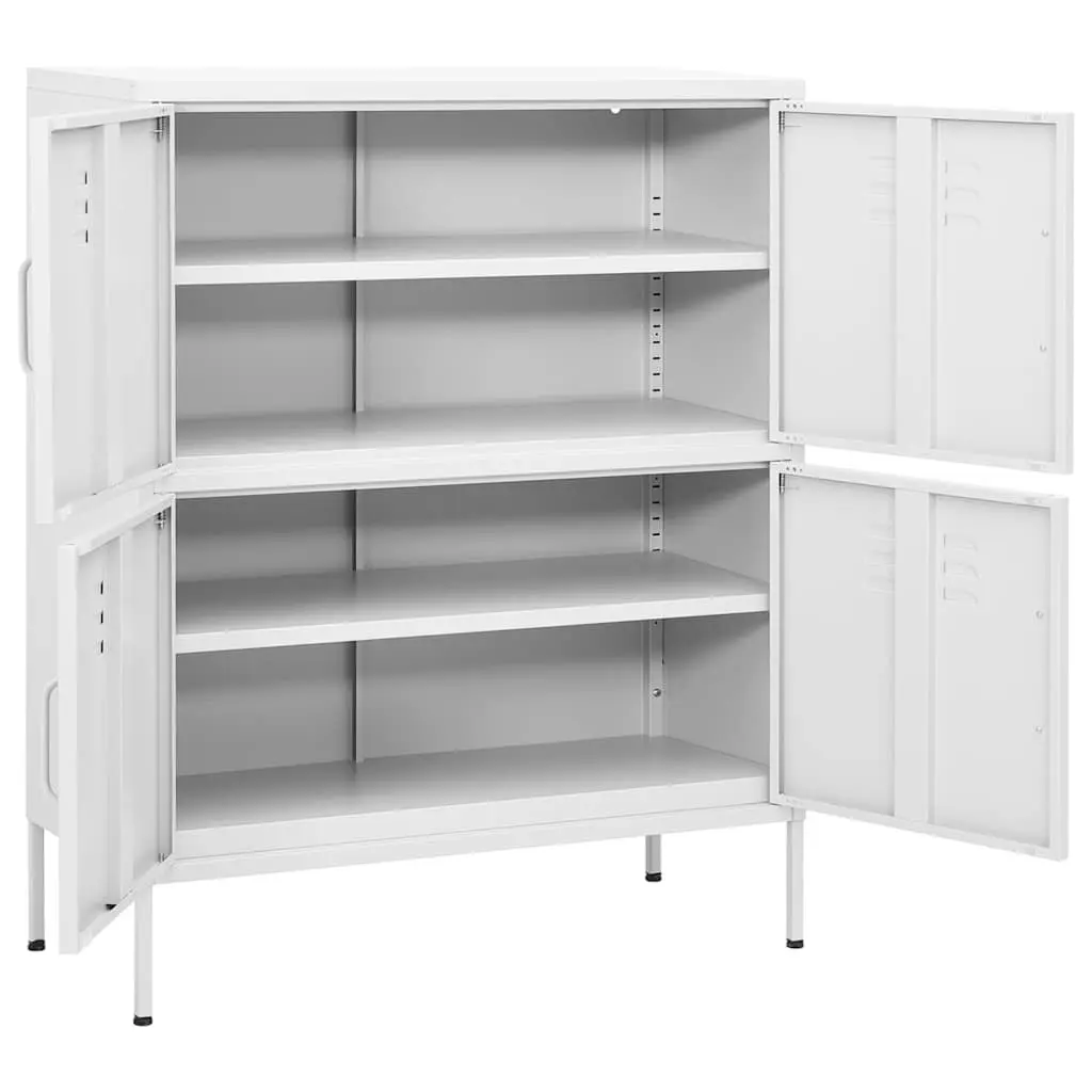 White Steel Storage Cabinet with 2 Adjustable Shelves