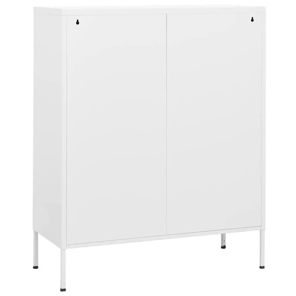 White Steel Storage Cabinet with 2 Adjustable Shelves