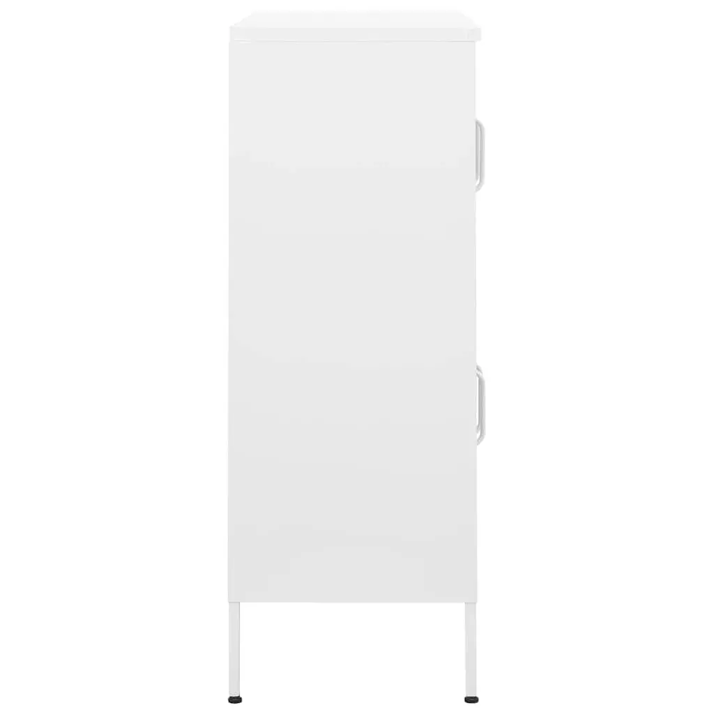 White Steel Storage Cabinet with 2 Adjustable Shelves