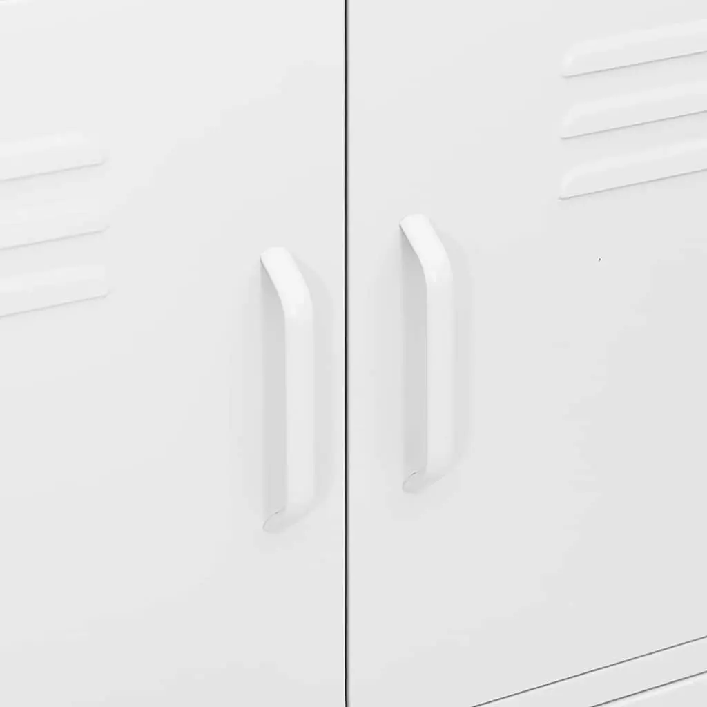 White Steel Storage Cabinet with 2 Adjustable Shelves