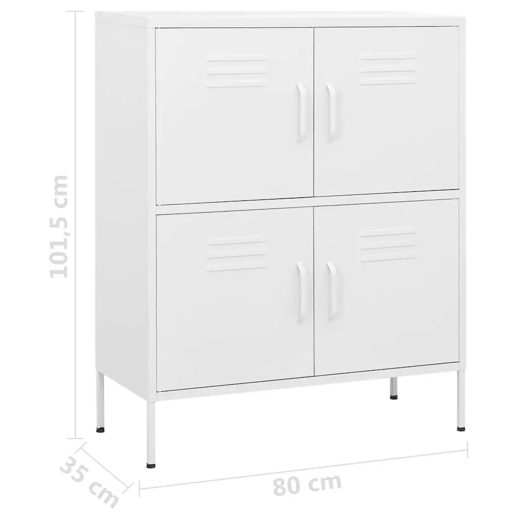 White Steel Storage Cabinet with 2 Adjustable Shelves