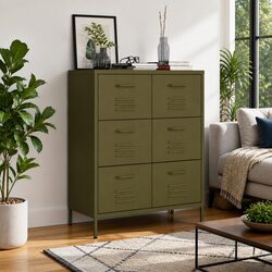 Green Steel Storage Cabinet with 6 Drawers for Home