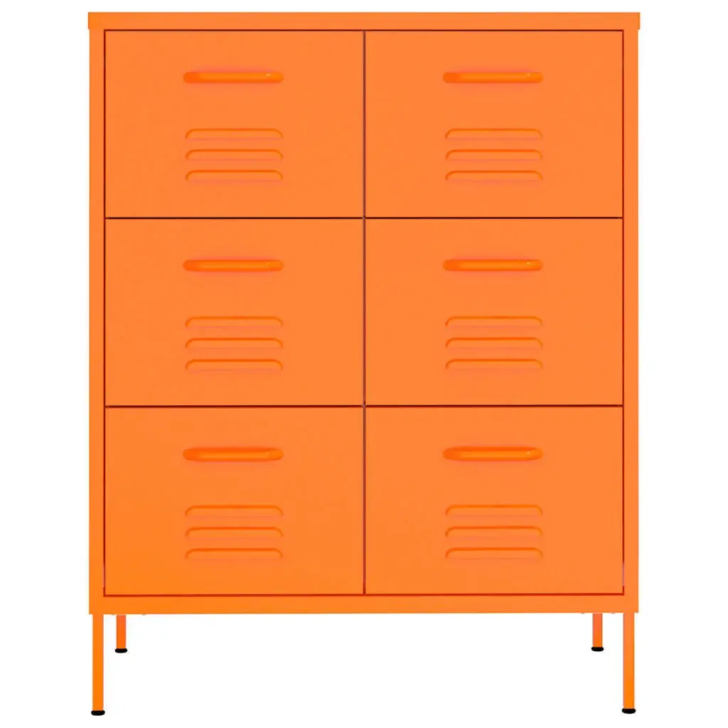 Storage Cabinet Steel 80 x 35 x 101.5 cm Orange 6 Drawers