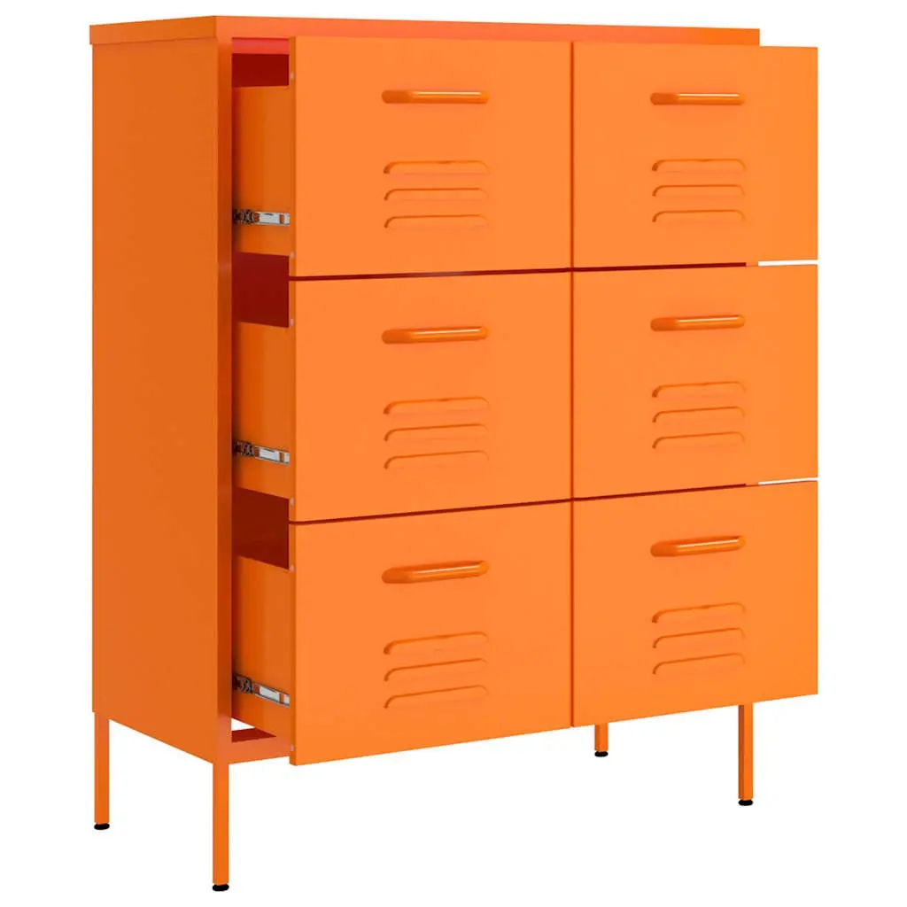 Storage Cabinet Steel 80 x 35 x 101.5 cm Orange 6 Drawers