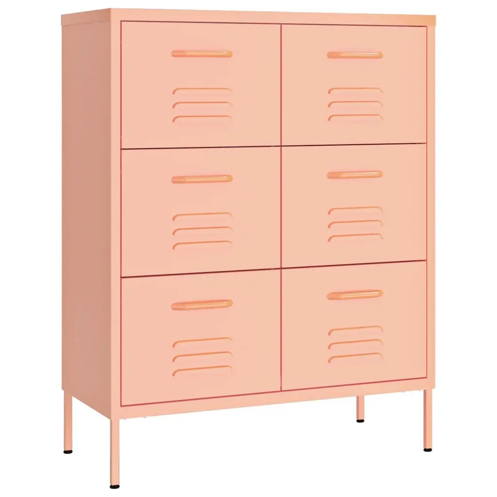 Storage Cabinet Steel 6 Drawer Pink Dresser Organizer