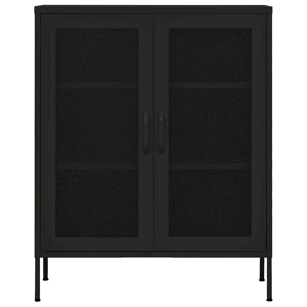 Black Storage Cabinet with Adjustable Shelves