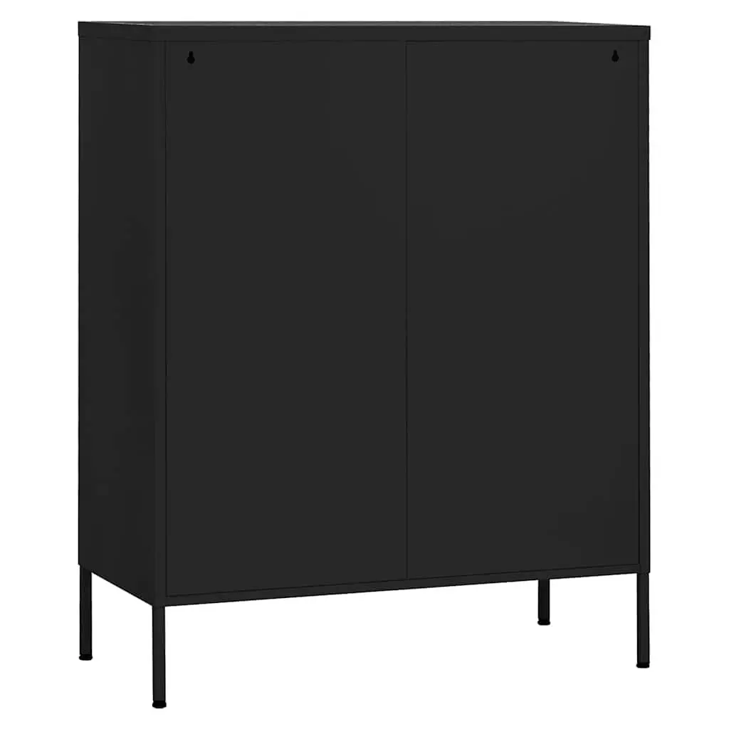 Black Storage Cabinet with Adjustable Shelves