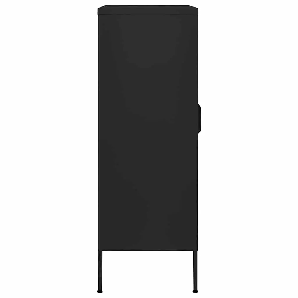 Black Storage Cabinet with Adjustable Shelves