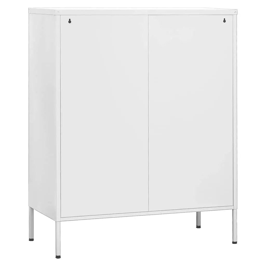 Storage Cabinet Steel Frame 80W x 35D x 101.5H cm White 2 Mesh Doors Adjustable Shelves
