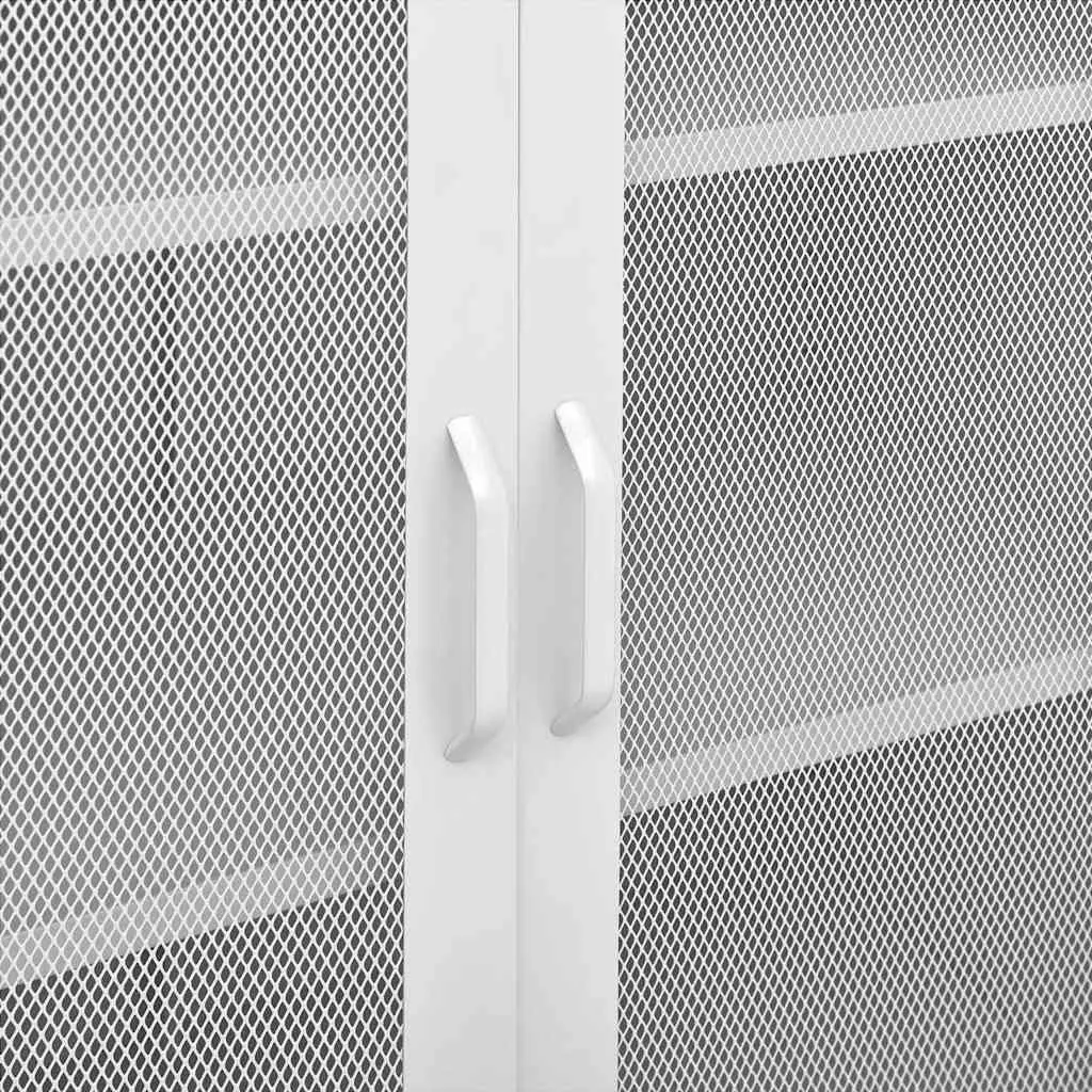 Storage Cabinet Steel Frame 80W x 35D x 101.5H cm White 2 Mesh Doors Adjustable Shelves