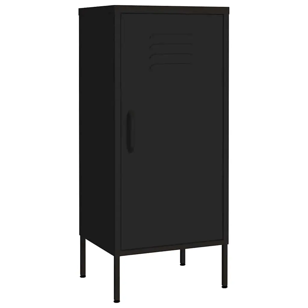 Black Steel Storage Cabinet with Adjustable Shelves