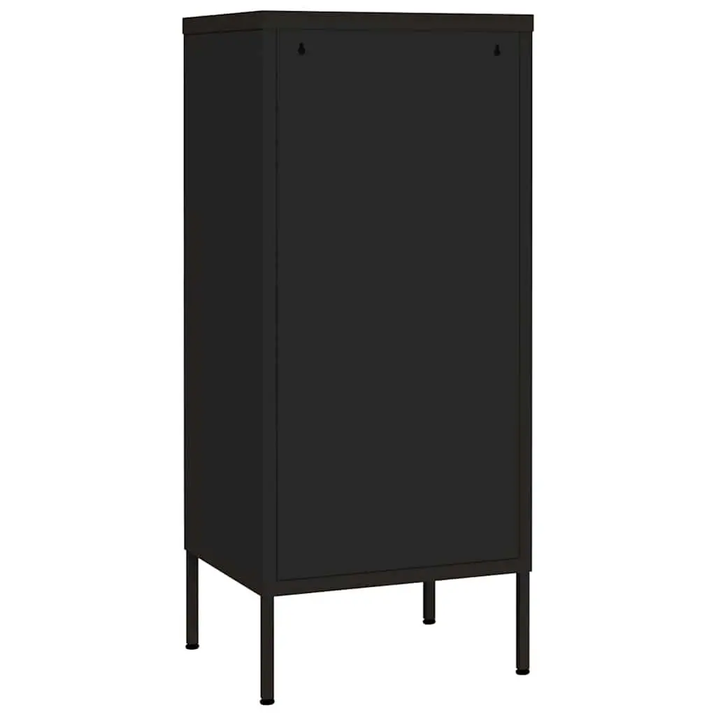 Black Steel Storage Cabinet with Adjustable Shelves