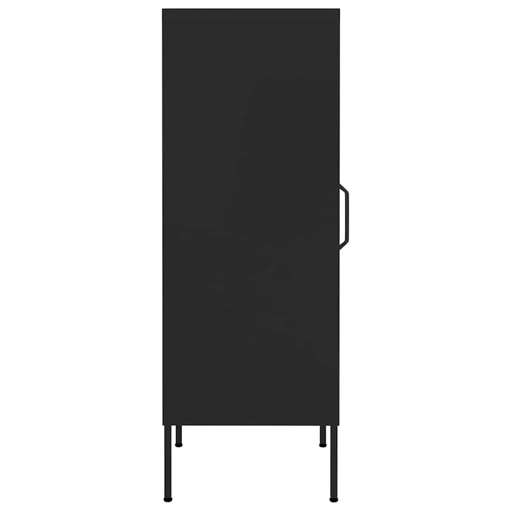 Black Steel Storage Cabinet with Adjustable Shelves