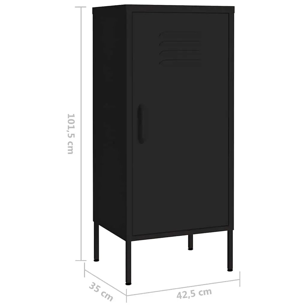 Black Steel Storage Cabinet with Adjustable Shelves